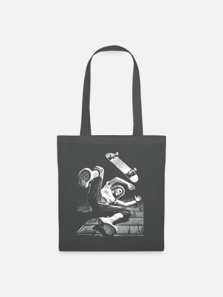 Skater-Sturz-Shirt: Humor trifft Härte - Stoffbeutel - Graphite