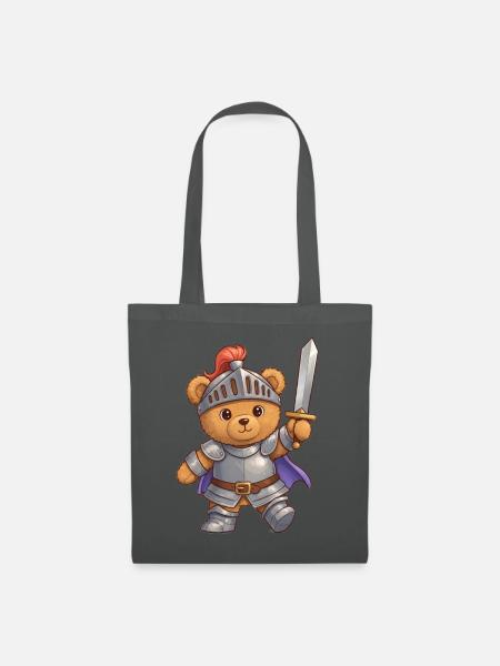 Teddybär Ritter - Stoffbeutel - Graphite