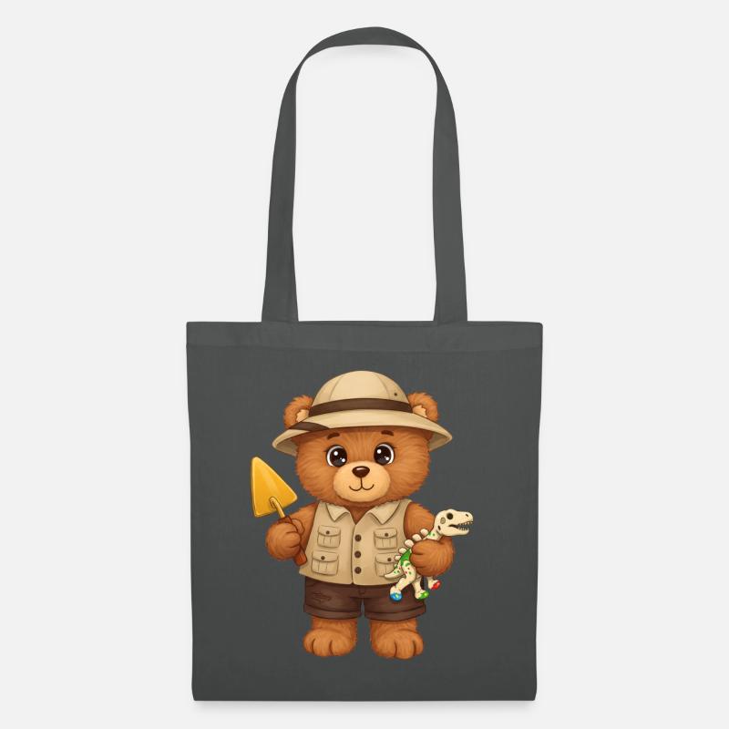 Teddybär Archäologe - Stoffbeutel - Graphite
