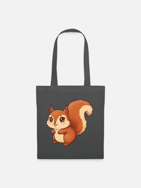 Tier Cartoon Eichhörnchen - Stoffbeutel - Graphite