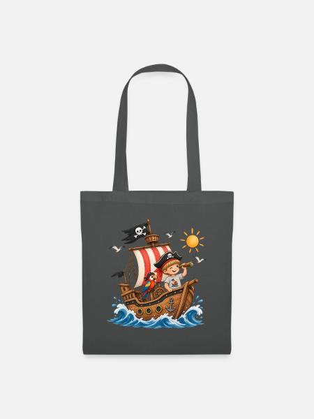 Piratenkind auf Piratenschiff - Stoffbeutel - Graphite