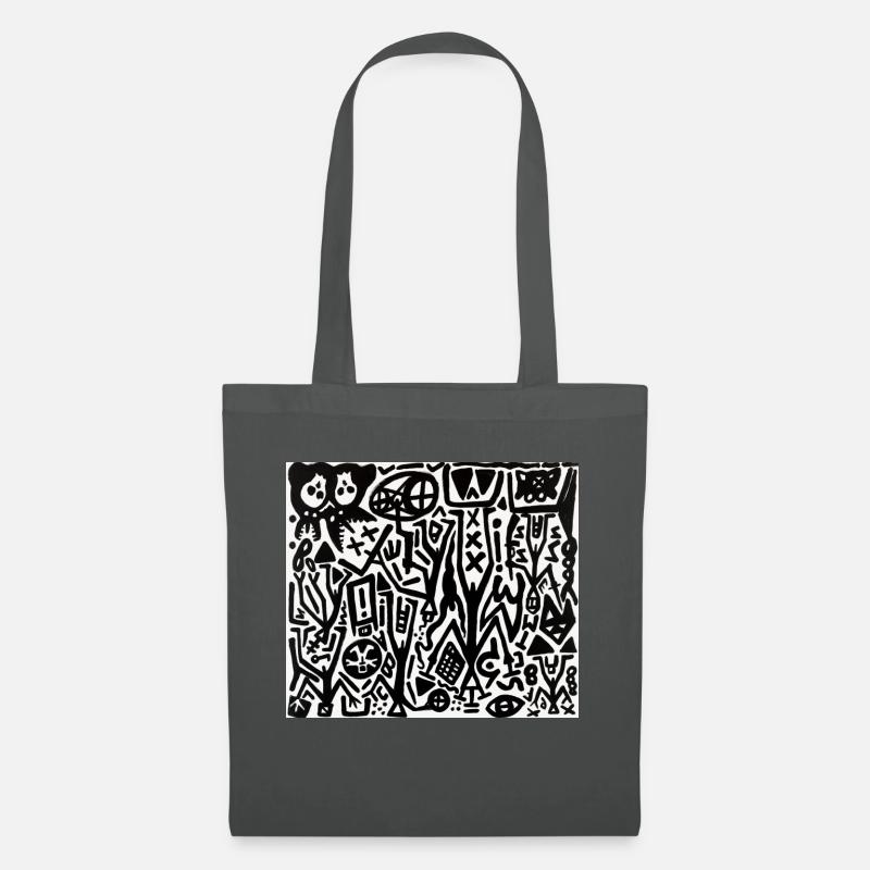 abstrakte Kunst - black and white - Labyrinth - Stoffbeutel - Graphite