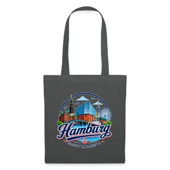 Hamburg Skyline - Sonnenuntergang - Alster - Elbe - Stoffbeutel - Graphite - Vorne
