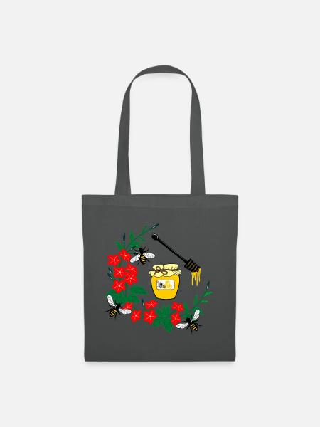 Blumenkranz mit Honig - Stoffbeutel - Graphite