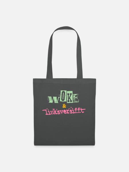 Selbstironie: WOKE & linksversifft - Stoffbeutel - Graphite