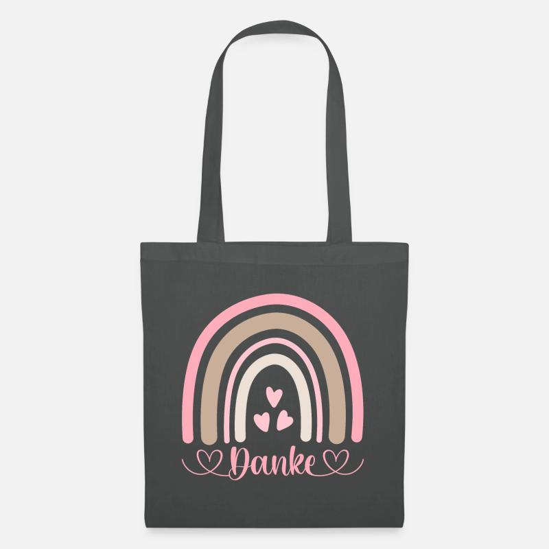 Danken - Danke sagen - Boho Regenbogen - Danke - Stoffbeutel - Graphite