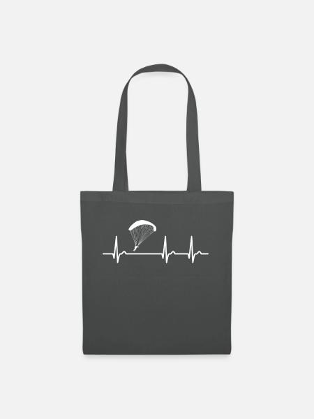 EKG Kurve - Herzkurve - Puls - Fliegen Gleitschirm - Stoffbeutel - Graphite