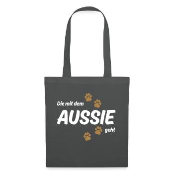 Die mit dem Aussie geht - Hundepfoten - Stoffbeutel - Graphite - Vorne