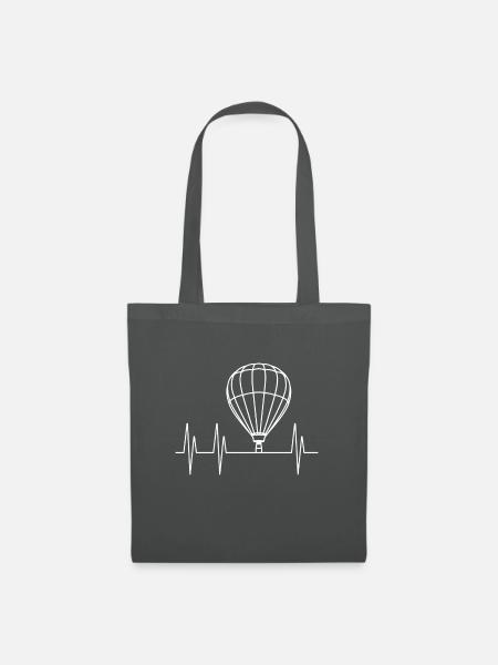 Heißluftballon Herzschlag Heissluftballon Pilot - Stoffbeutel - Graphite