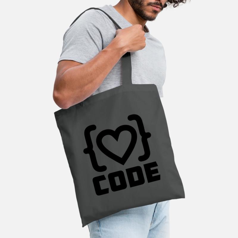 Logo de code de programmeur cardiaque avec texte CODE Sac en tissu