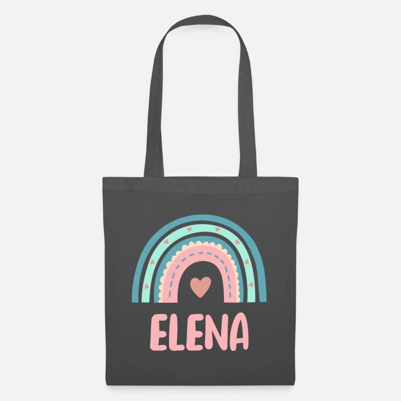 Elena Name Regenbogen Baby - Stoffbeutel - Graphite