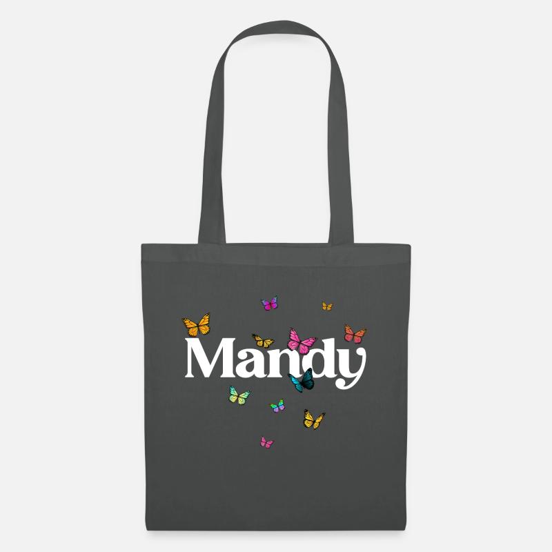 MANDY - Schöner Mädchen Name mit bunten Schmetterl - Stoffbeutel - Graphite