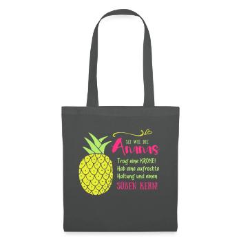 Ananas Krone Spruch - Stoffbeutel - Graphite - Vorne