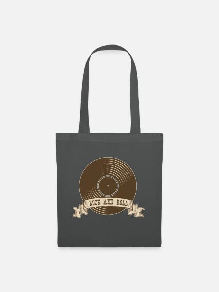 Rock n Roll Rock Rock and Roll Musik Vinyl - Stoffbeutel - Graphite