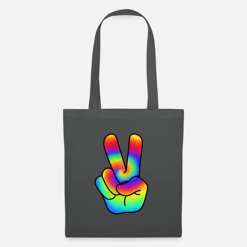 Hippie Peace Victorie Zeichen Peacezeichen - Stoffbeutel - Graphite