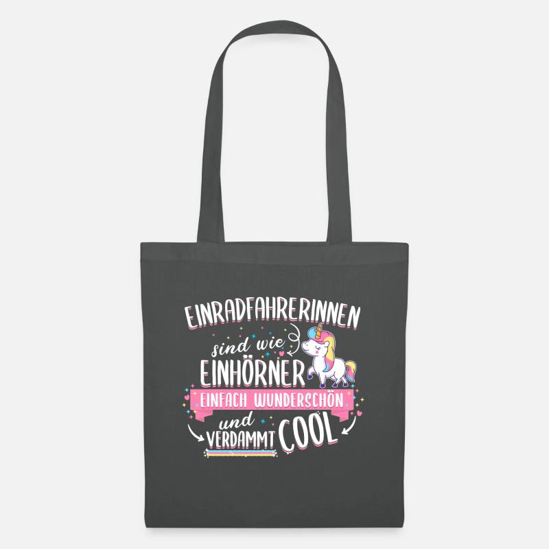 Einrad Sport Einradfahren Einhorn Spruch Geschenk - Stoffbeutel - Graphite