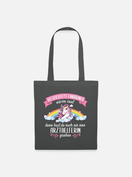 Arzthelferin Arzthelfer Arzt Beruf Spruch Einhorn - Stoffbeutel - Graphite