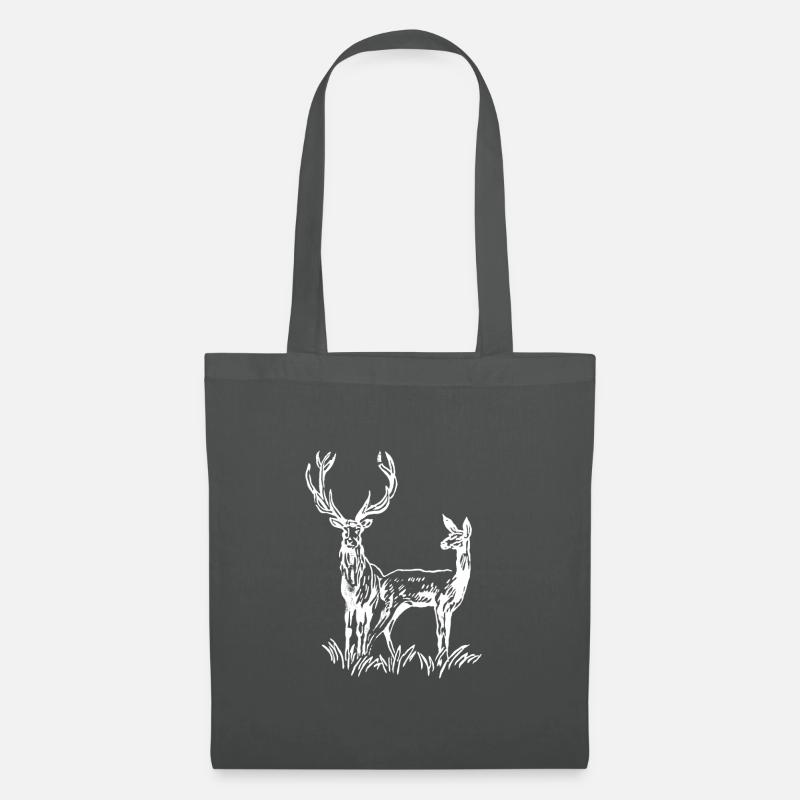 Hirsch und Reh - Stempeldesign - Stoffbeutel - Graphite