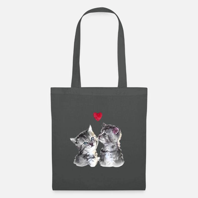 VERLIEBTE 💘 KÄTZCHEN - Stoffbeutel - Graphite