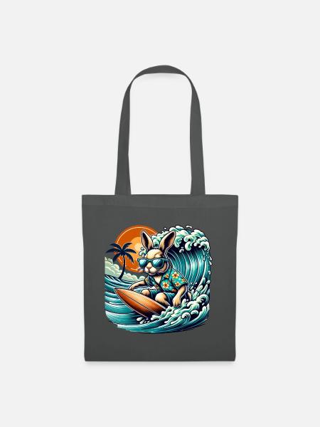 Surfen Sommer Hase Wellenreiten Abenteuer - Stoffbeutel - Graphite