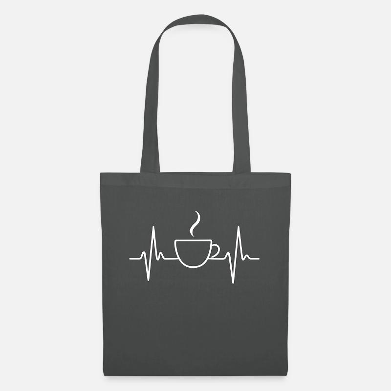 Kaffee Herzschlag EKG Kaffeetrinker Coffee - Stoffbeutel - Graphite