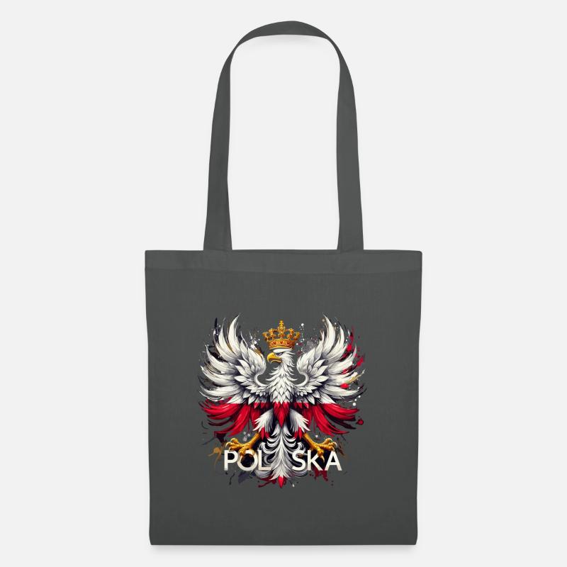 Polnischer Adler: Weiß-Rot mit Krone & Flagge - Stoffbeutel - Graphite