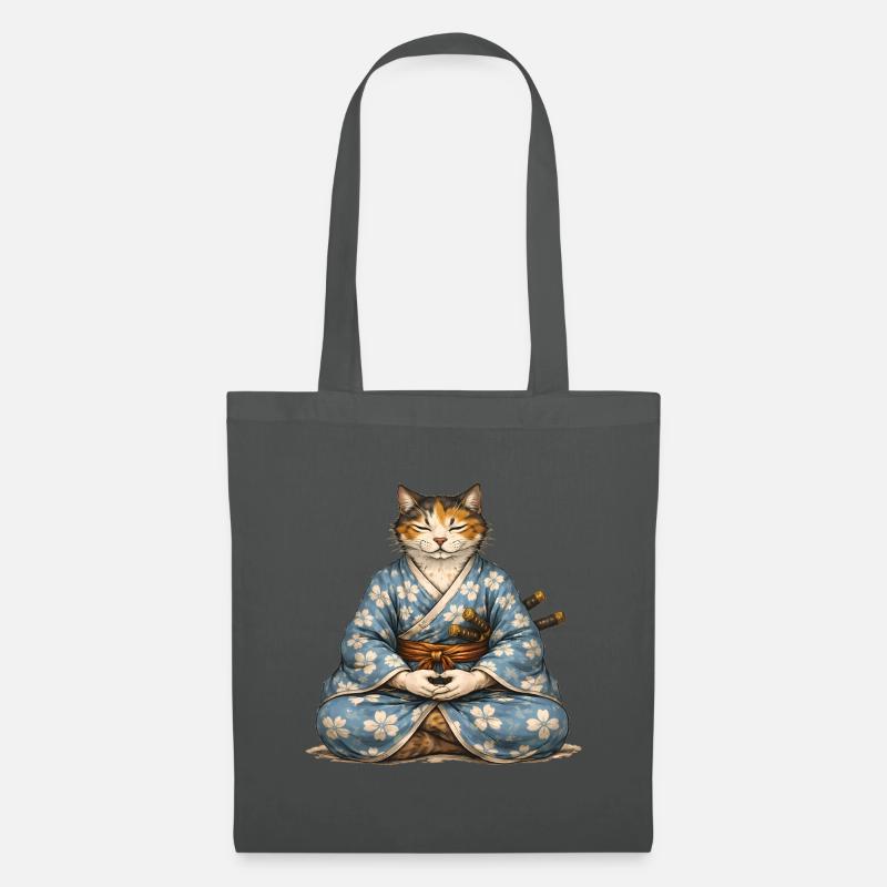 Kimono de méditation Zen Samurai Cat - Sac en tissu - gris graphite