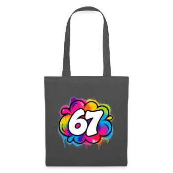 Six Seven - 67 - Typo - Meme - Basketball - 6-7 - Stoffbeutel - Graphite - Vorne