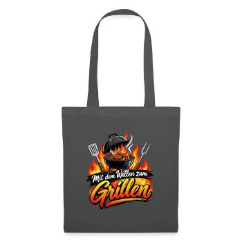 Mit dem Willen zum Grillen - Stoffbeutel - Graphite - Vorne