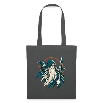 Odin Allvater Raben Huginn Muninn Wikinger - Stoffbeutel - Graphite - Vorne