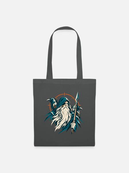 Odin Allvater Raben Huginn Muninn Wikinger - Stoffbeutel - Graphite