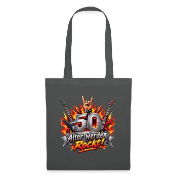 50 Jahre , 50.Geburtstag,  älter Werden Rock - Stoffbeutel - Graphite - Vorne
