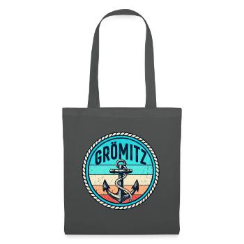 Grömitz - Insel - Anker - Ostsee - Deutschland - Stoffbeutel - Graphite - Vorne