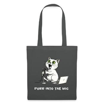 Lustiger Katzen-Podcaster am Laptop - Stoffbeutel - Graphite - Vorne