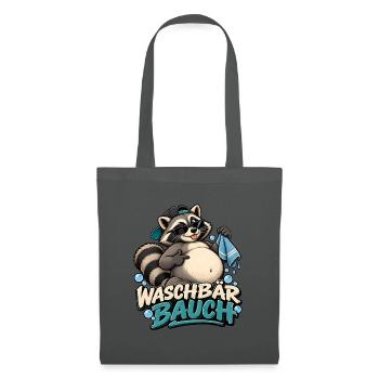 Waschbär Bauch Cartoon - Stoffbeutel - Graphite - Vorne
