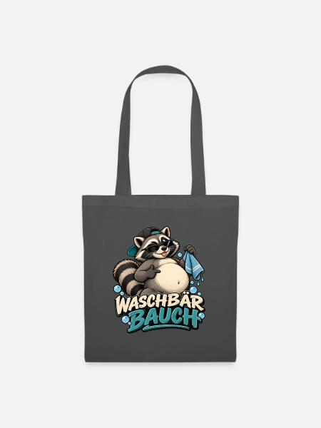 Waschbär Bauch Cartoon - Stoffbeutel - Graphite