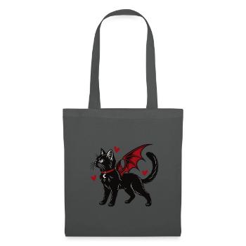 Gothic Cat With Bat Wings - Stoffbeutel - Graphite - Vorne