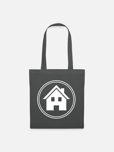 haus icon symbol kreis - Stoffbeutel - Graphite