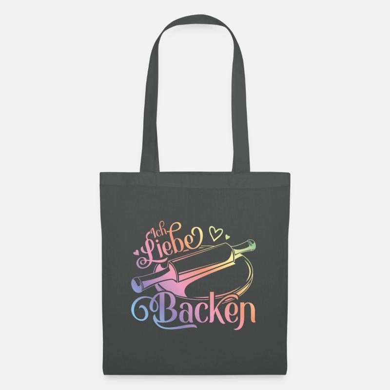 Ich liebe Backen Herz Nudelholz Bäcker - Stoffbeutel - Graphite