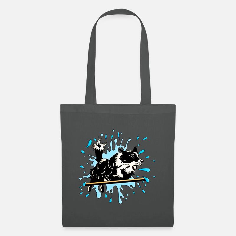 Border Collie Agility Splash Blau - Stoffbeutel - Graphite