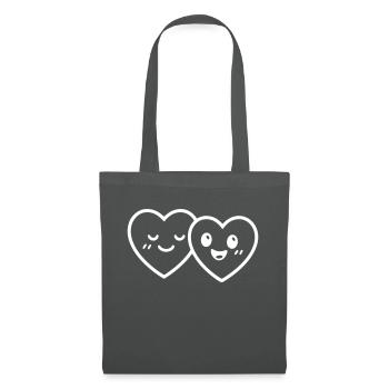 Herzen Paar Liebe - Stoffbeutel - Graphite - Vorne