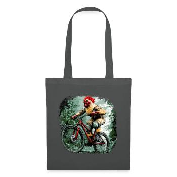 Hühner Bike / Bikerin Huhn - Stoffbeutel - Graphite - Vorne