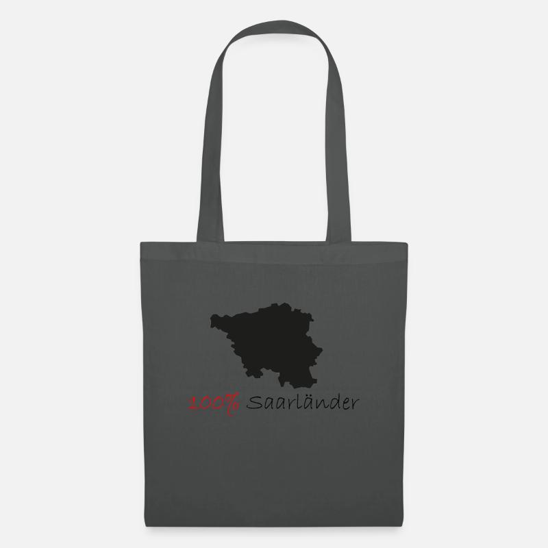 100% Saarländer mit Saarland Umriss Geschenk - Stoffbeutel - Graphite
