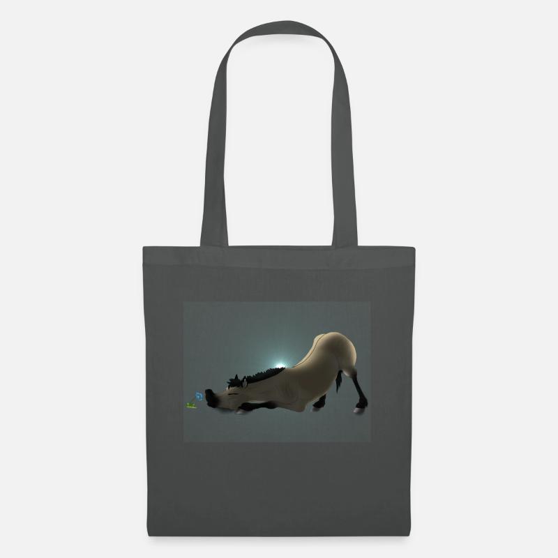 Blume - Pferd - Stoffbeutel - Graphite
