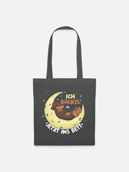 Dackel Geschenkidee Dackshund - Ich dackel jetzt i - Stoffbeutel - Graphite