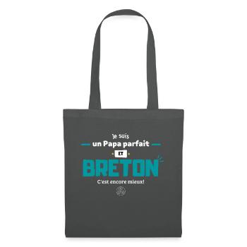 Papa parfait et Breton. - Sac en tissu - gris graphite - Devant