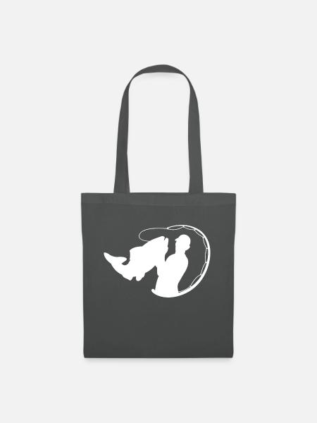 Fischer mit Angelrute und Fisch - Stoffbeutel - Graphite