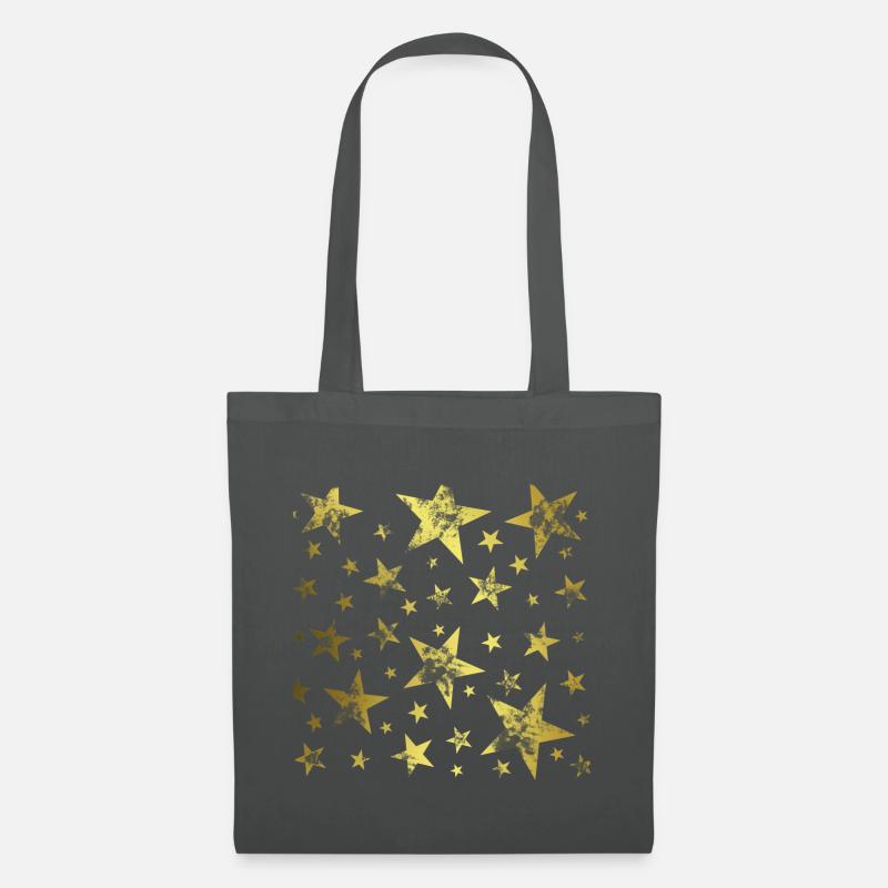 Sterne gold - Stoffbeutel - Graphite