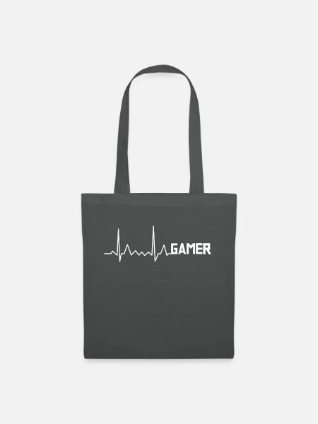 Gamer Herzschlag EKG Puls - Stoffbeutel - Graphite