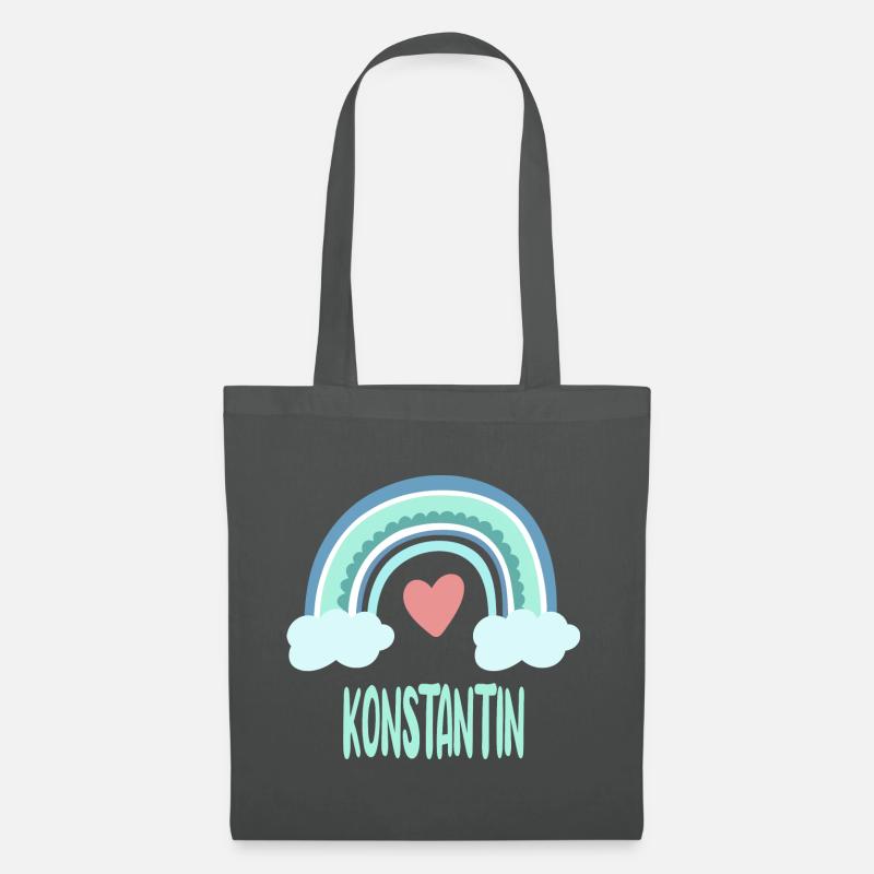 Konstantin Name Regenbogen Baby - Stoffbeutel - Graphite